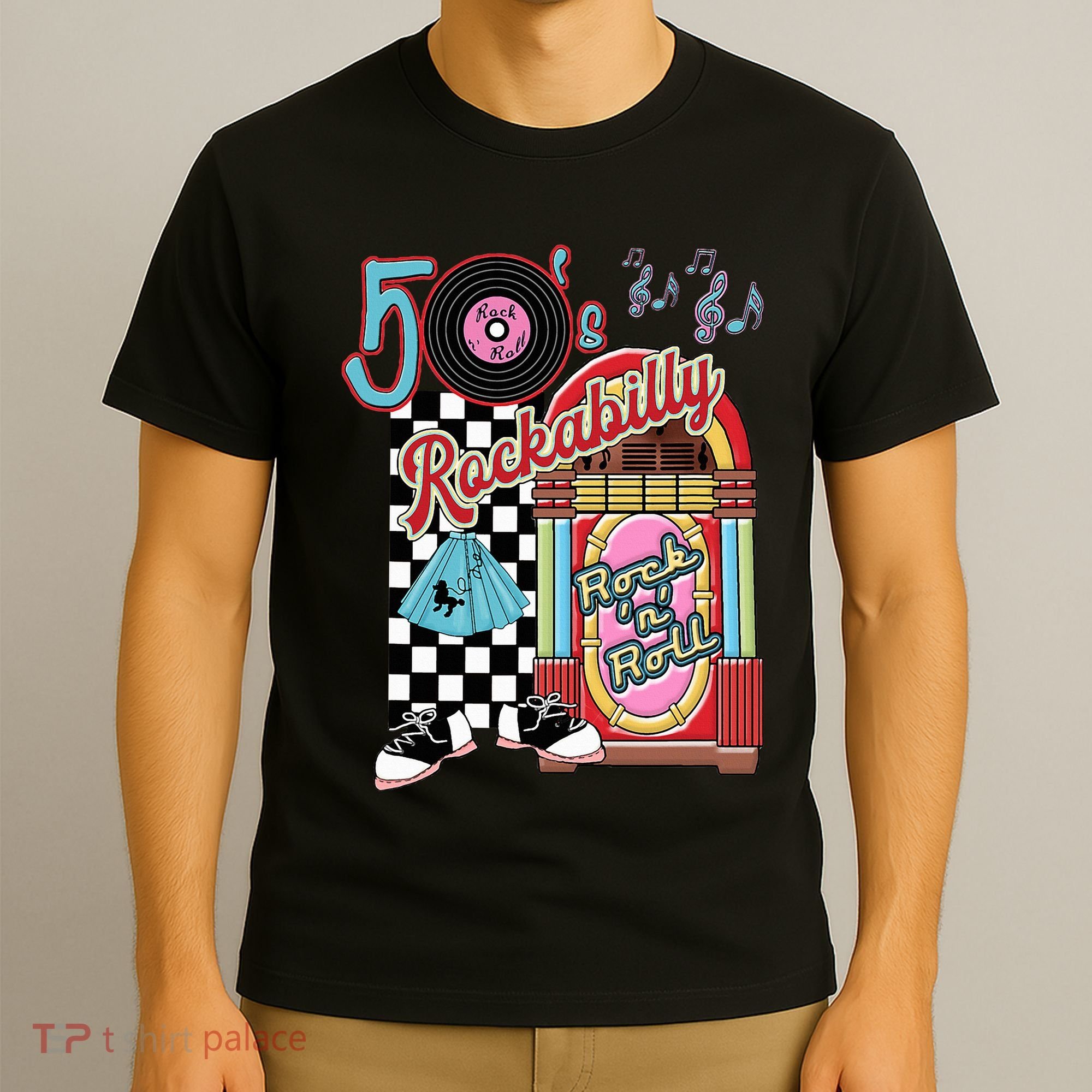 Rockabilly Lets Go To The Hop 1950S Retro Classic Jukebox T-Shirt