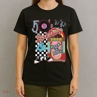 Rockabilly Lets Go To The Hop 1950S Retro Classic Jukebox T-Shirt thumb 4