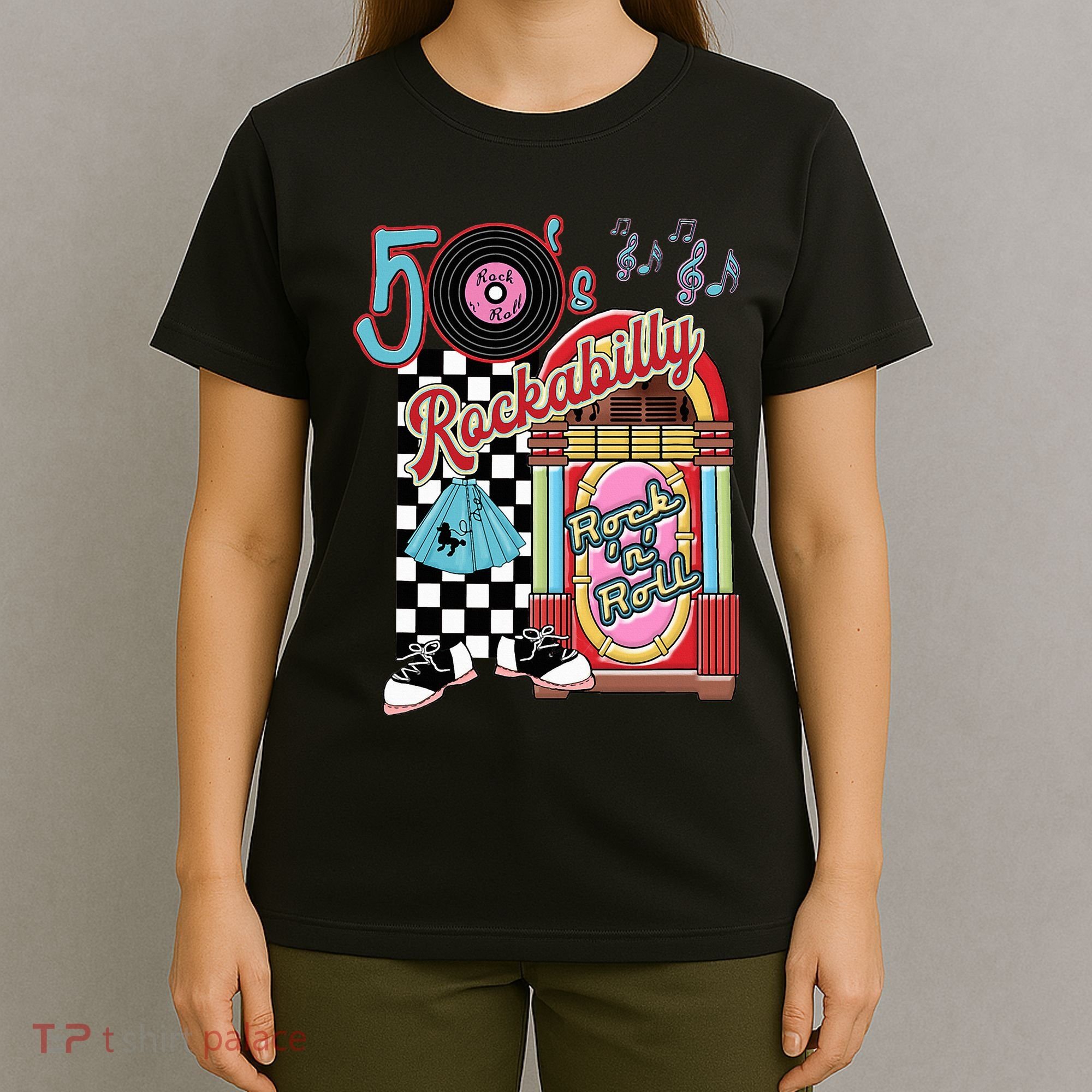 Rockabilly Lets Go To The Hop 1950S Retro Classic Jukebox T-Shirt