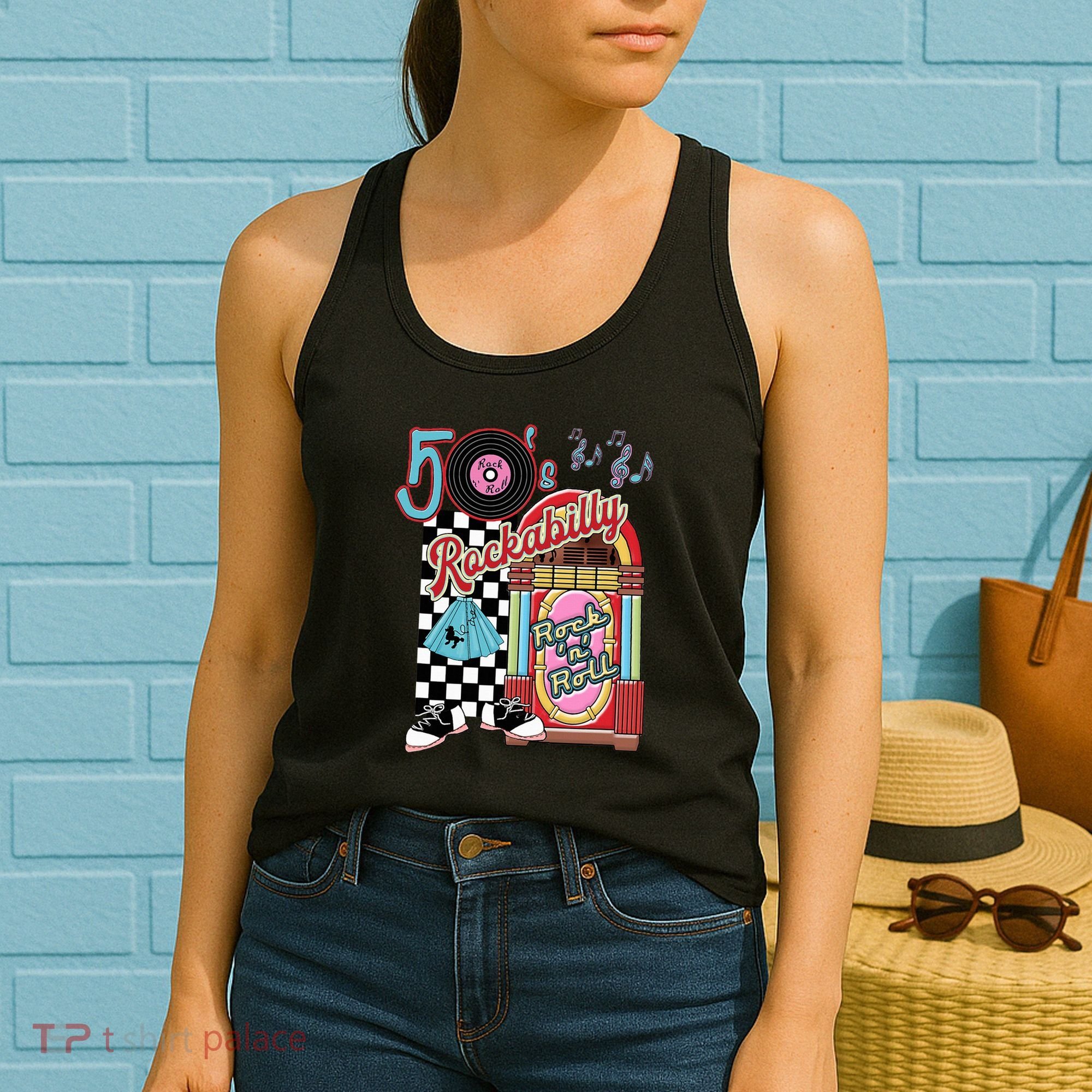 Rockabilly Lets Go To The Hop 1950S Retro Classic Jukebox Women's Tank Top