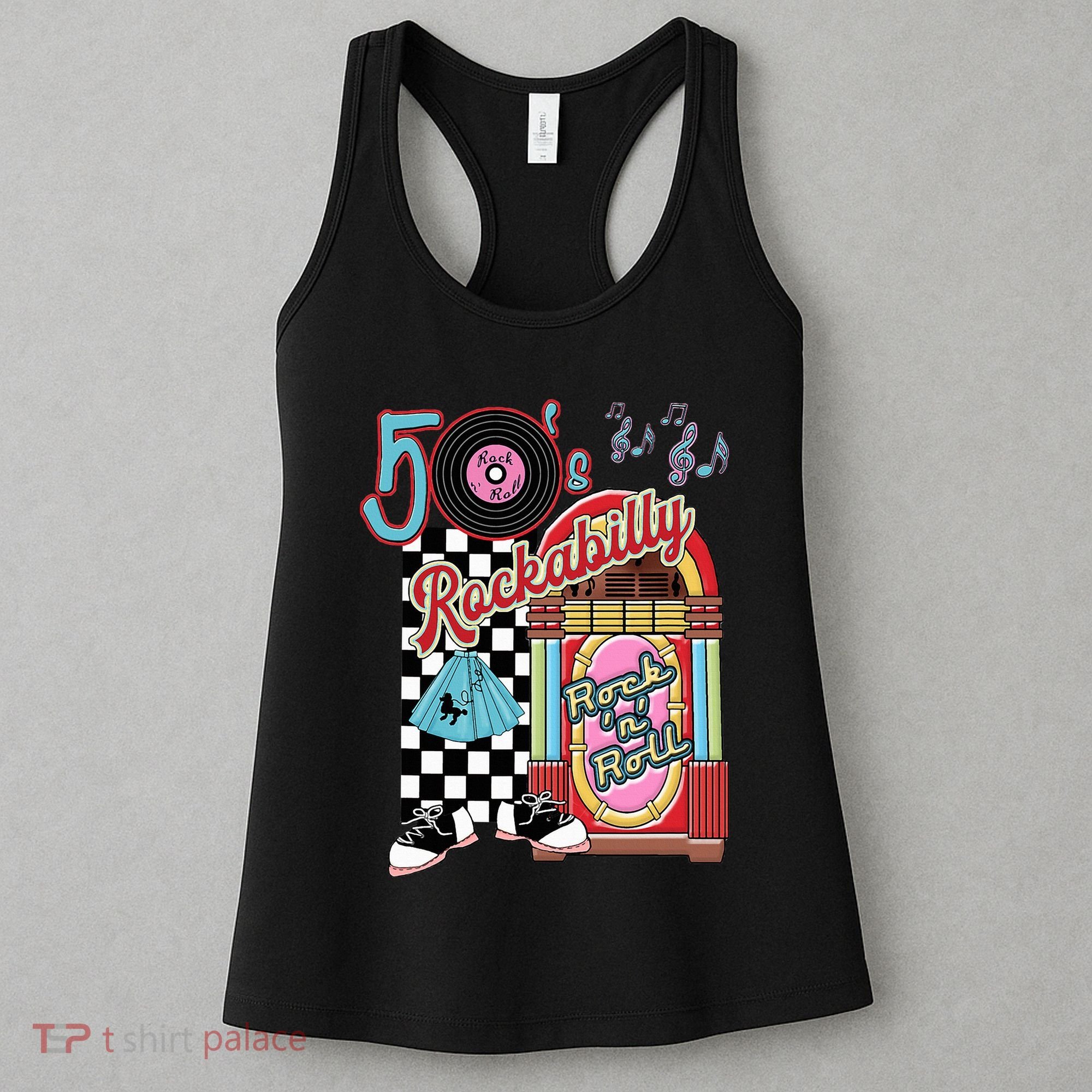 Rockabilly Lets Go To The Hop 1950S Retro Classic Jukebox Women's Tank Top