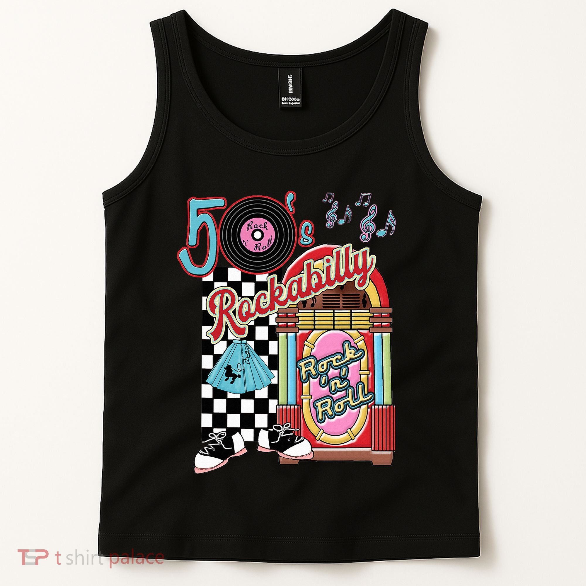 Rockabilly Lets Go To The Hop 1950S Retro Classic Jukebox Tank Top