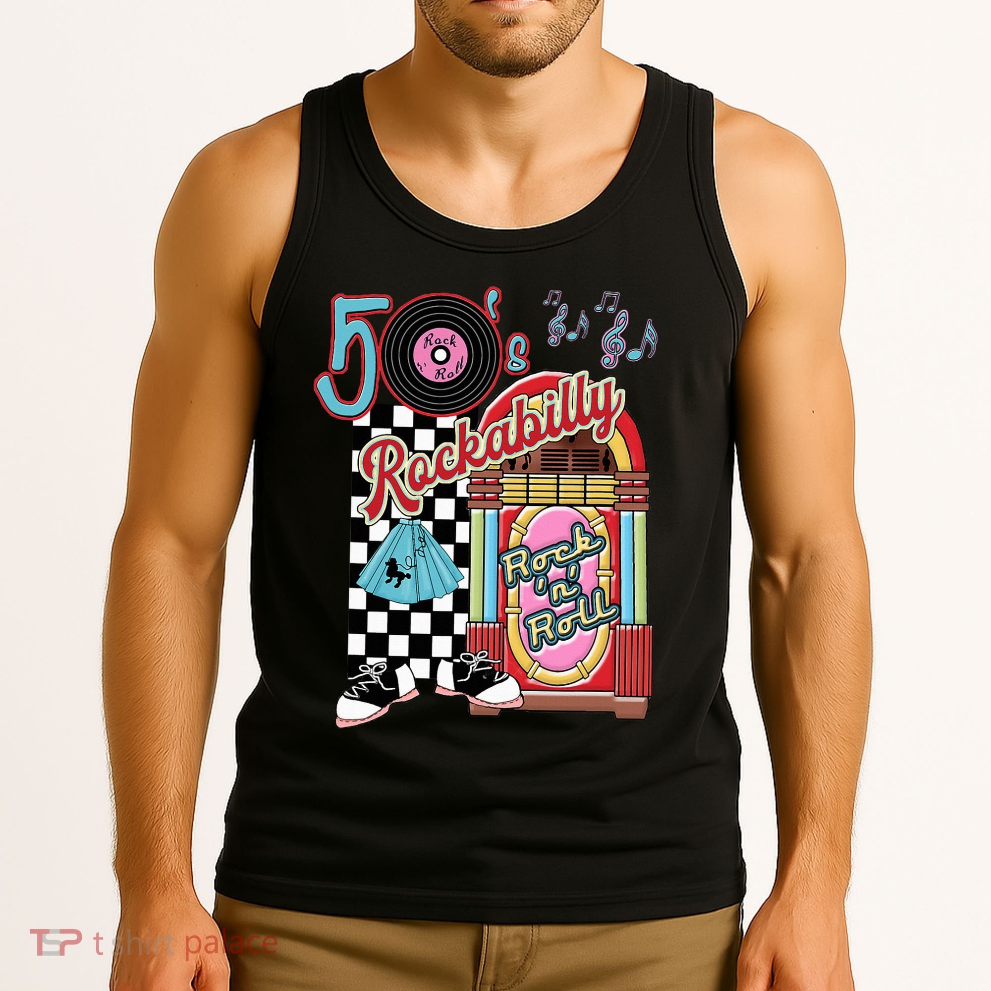 Rockabilly Lets Go To The Hop 1950S Retro Classic Jukebox Tank Top