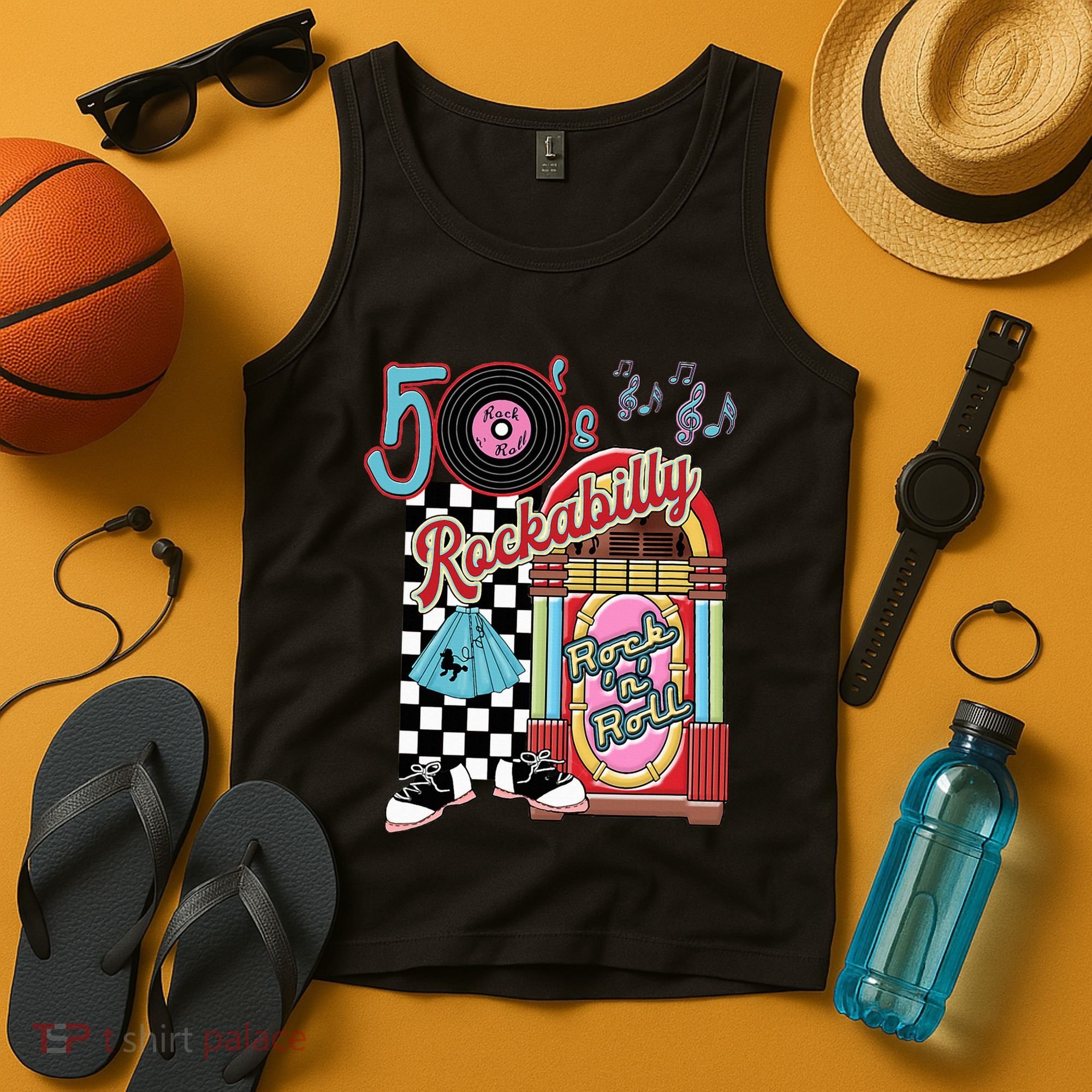 Rockabilly Lets Go To The Hop 1950S Retro Classic Jukebox Tank Top