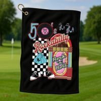 Rockabilly Lets Go To The Hop 1950S Retro Classic Jukebox Golf Towel thumb 1