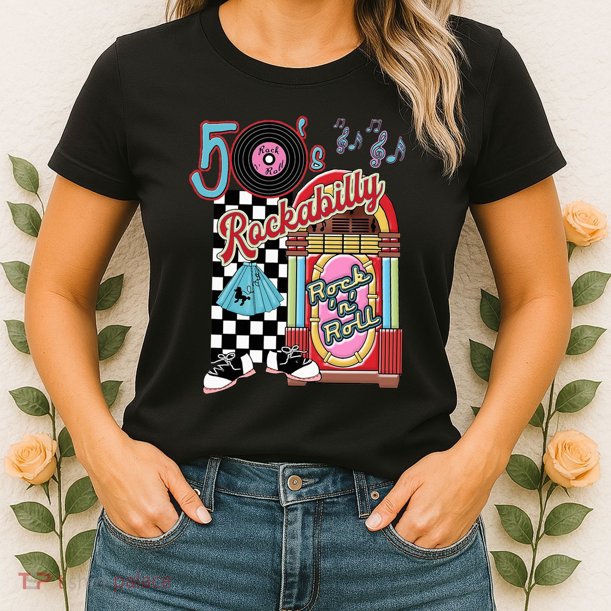 Rockabilly Lets Go To The Hop 1950S Retro Classic Jukebox Women's T-Shirt