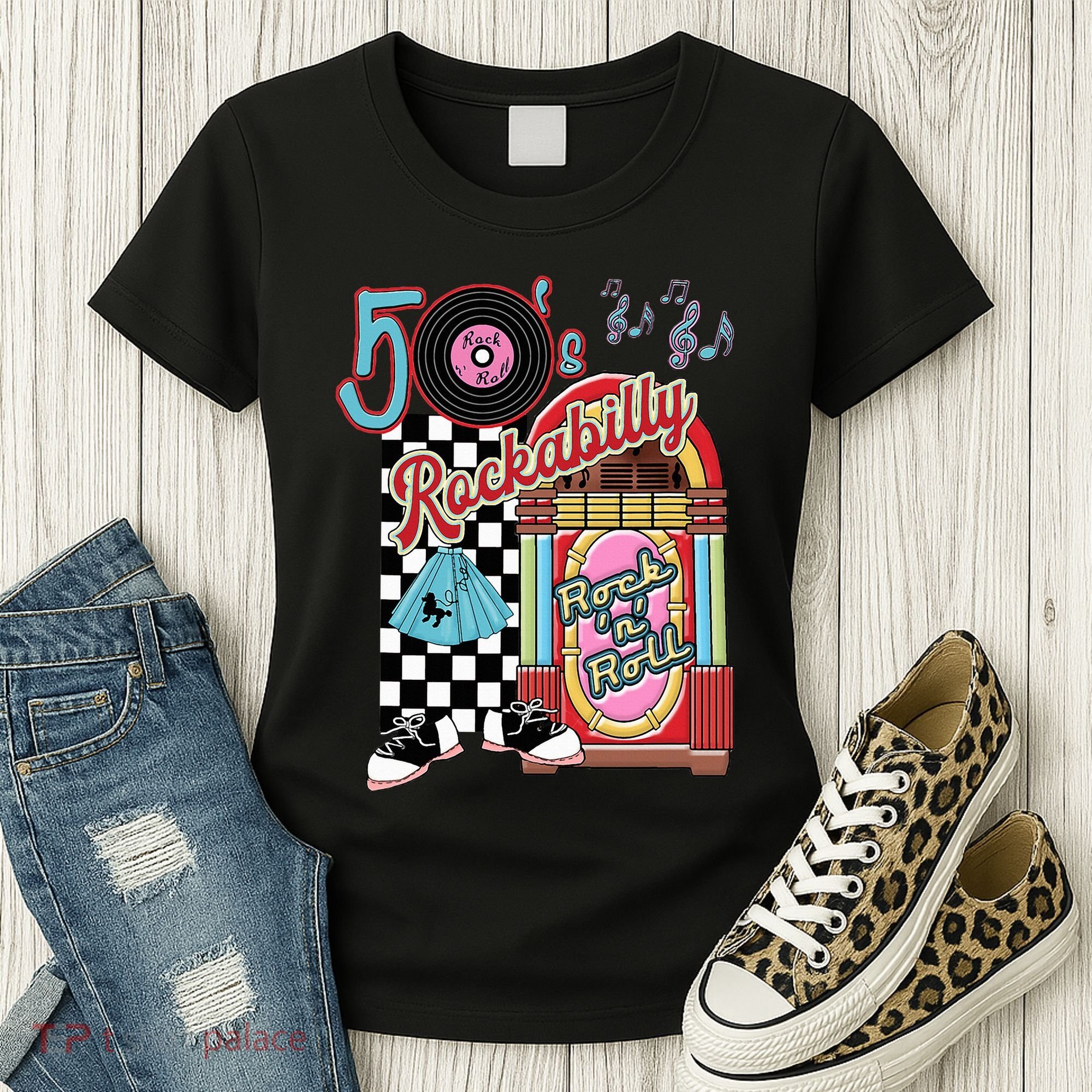 Rockabilly Lets Go To The Hop 1950S Retro Classic Jukebox Women's T-Shirt
