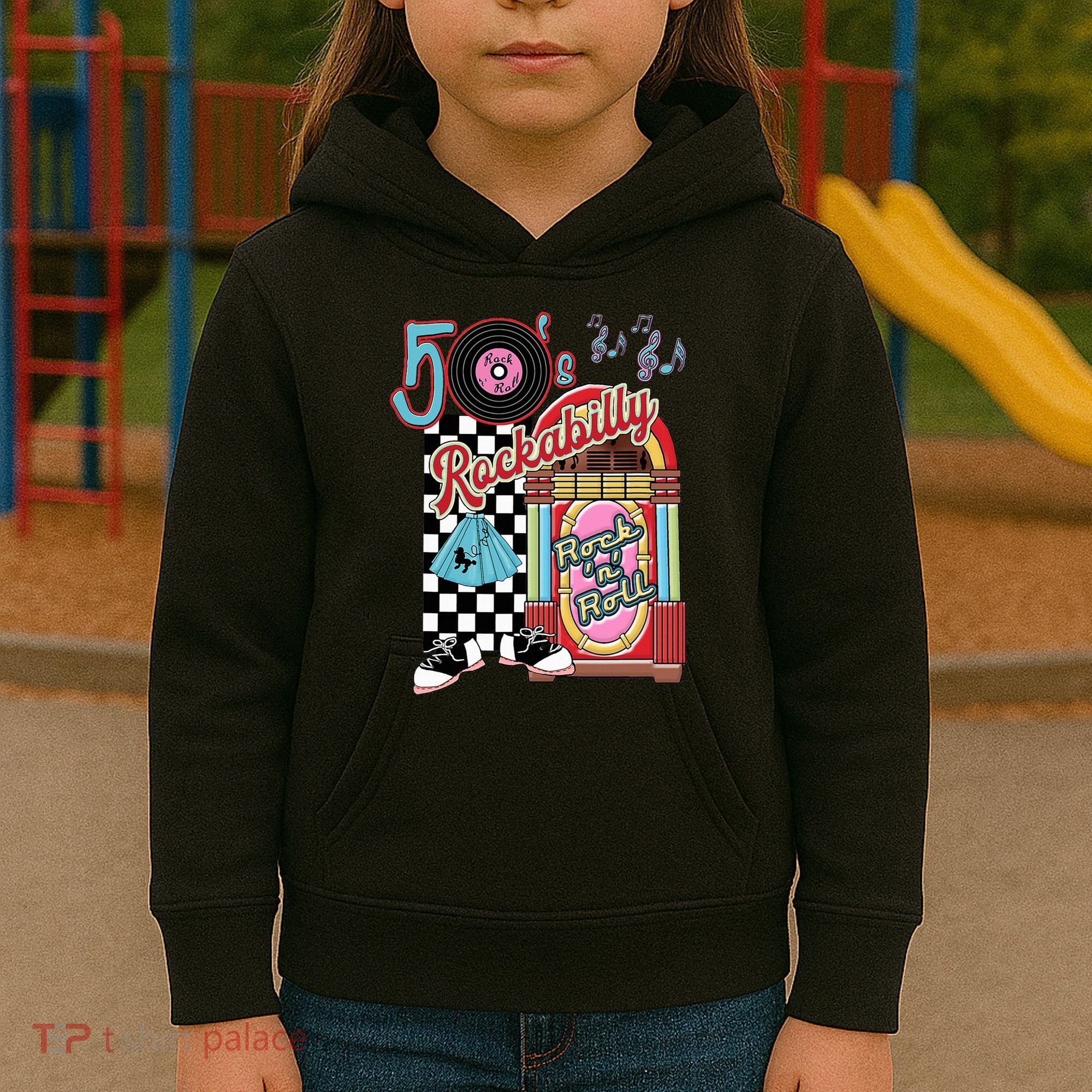 Rockabilly Lets Go To The Hop 1950S Retro Classic Jukebox Kids Hoodie