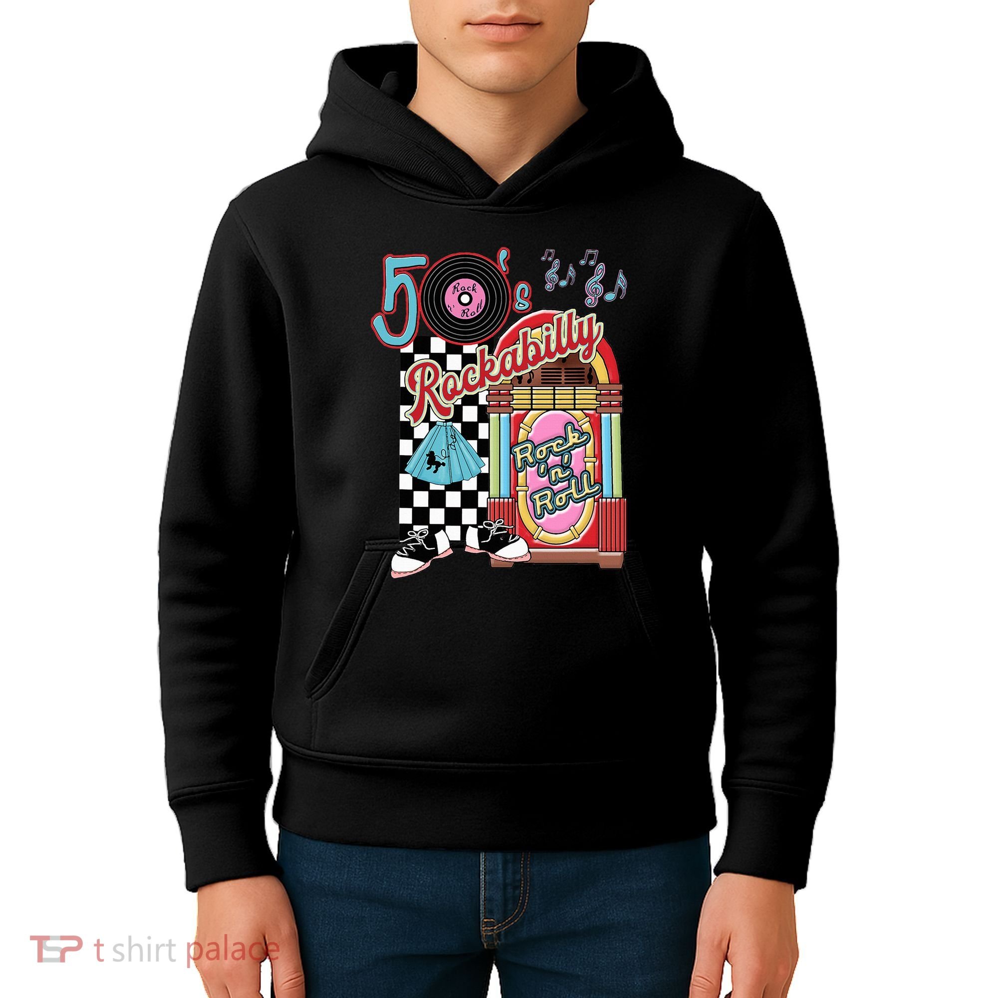 Rockabilly Lets Go To The Hop 1950S Retro Classic Jukebox Kids Hoodie