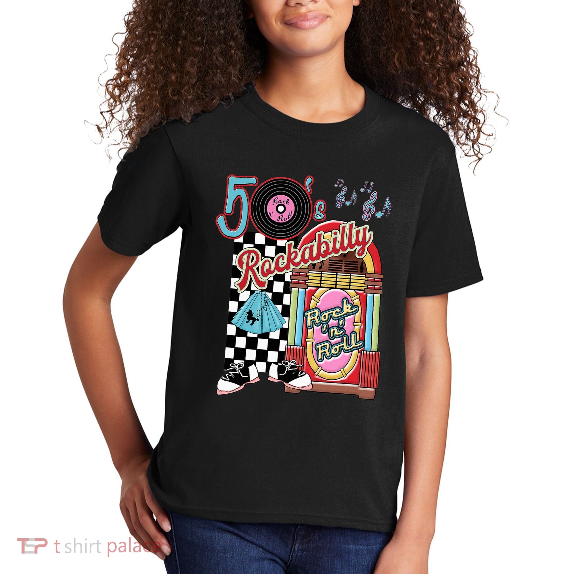 Rockabilly Lets Go To The Hop 1950S Retro Classic Jukebox Kids T-Shirt