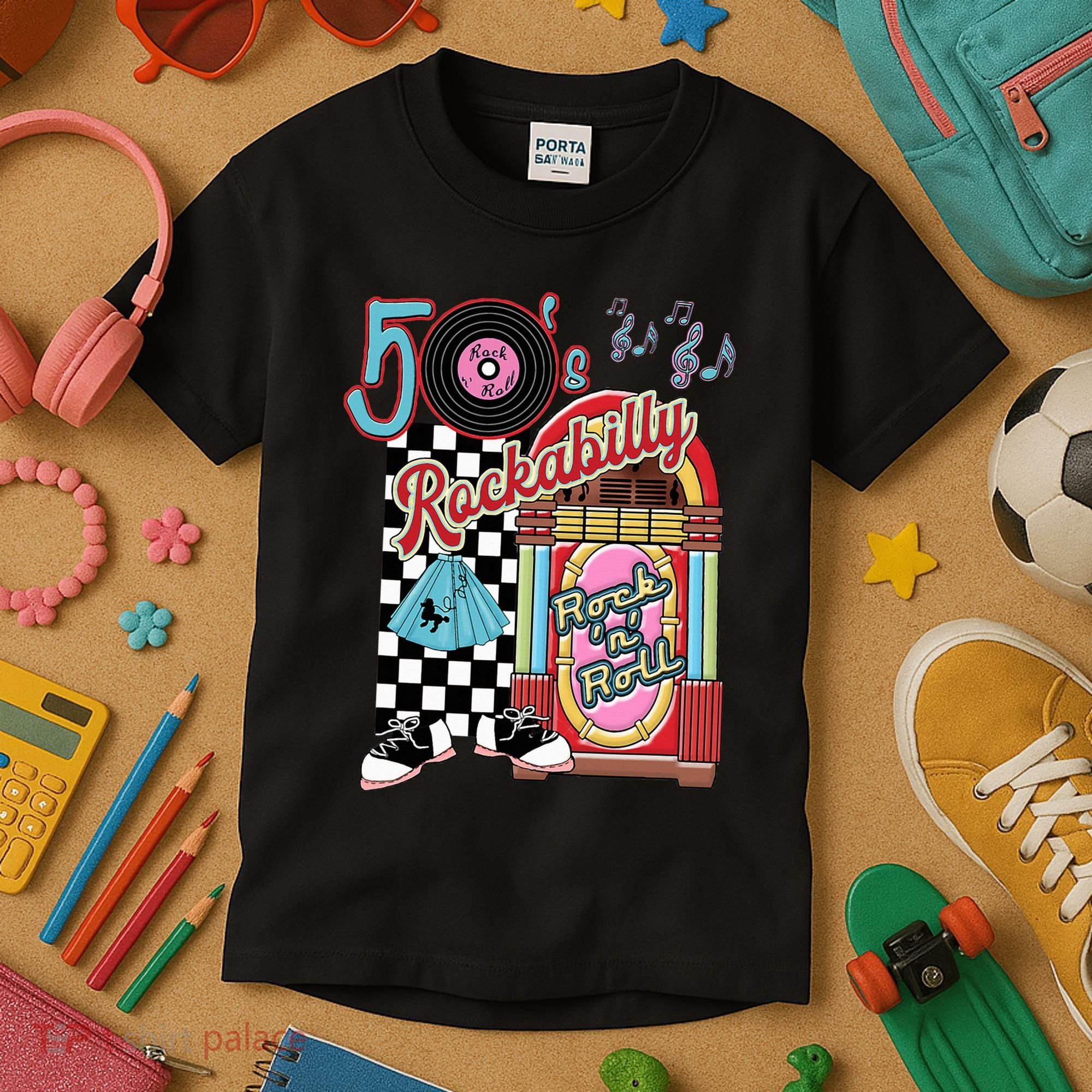 Rockabilly Lets Go To The Hop 1950S Retro Classic Jukebox Kids T-Shirt