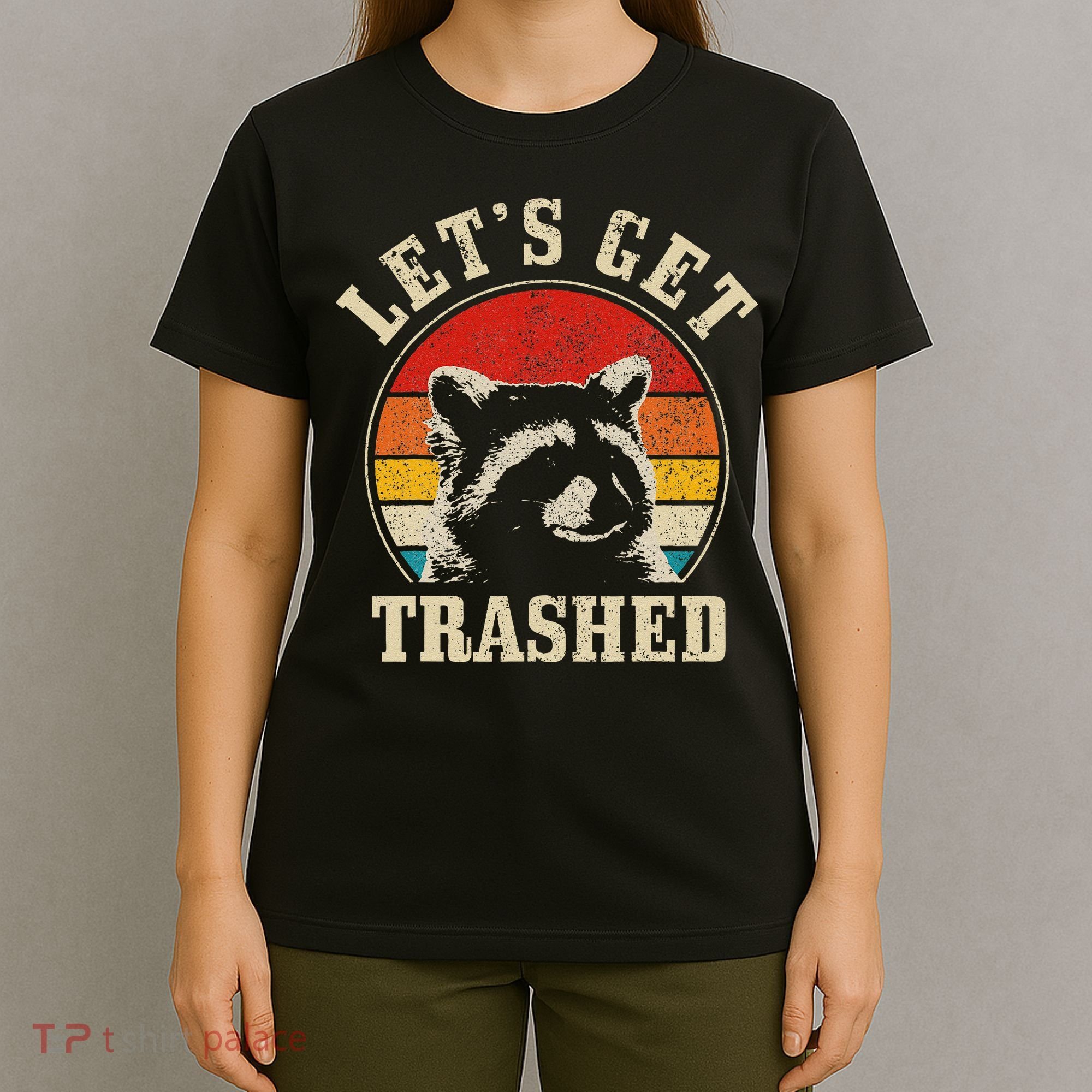 Raccoon Lets Get Trashed Vintage Retro Racoon Funny T-Shirt