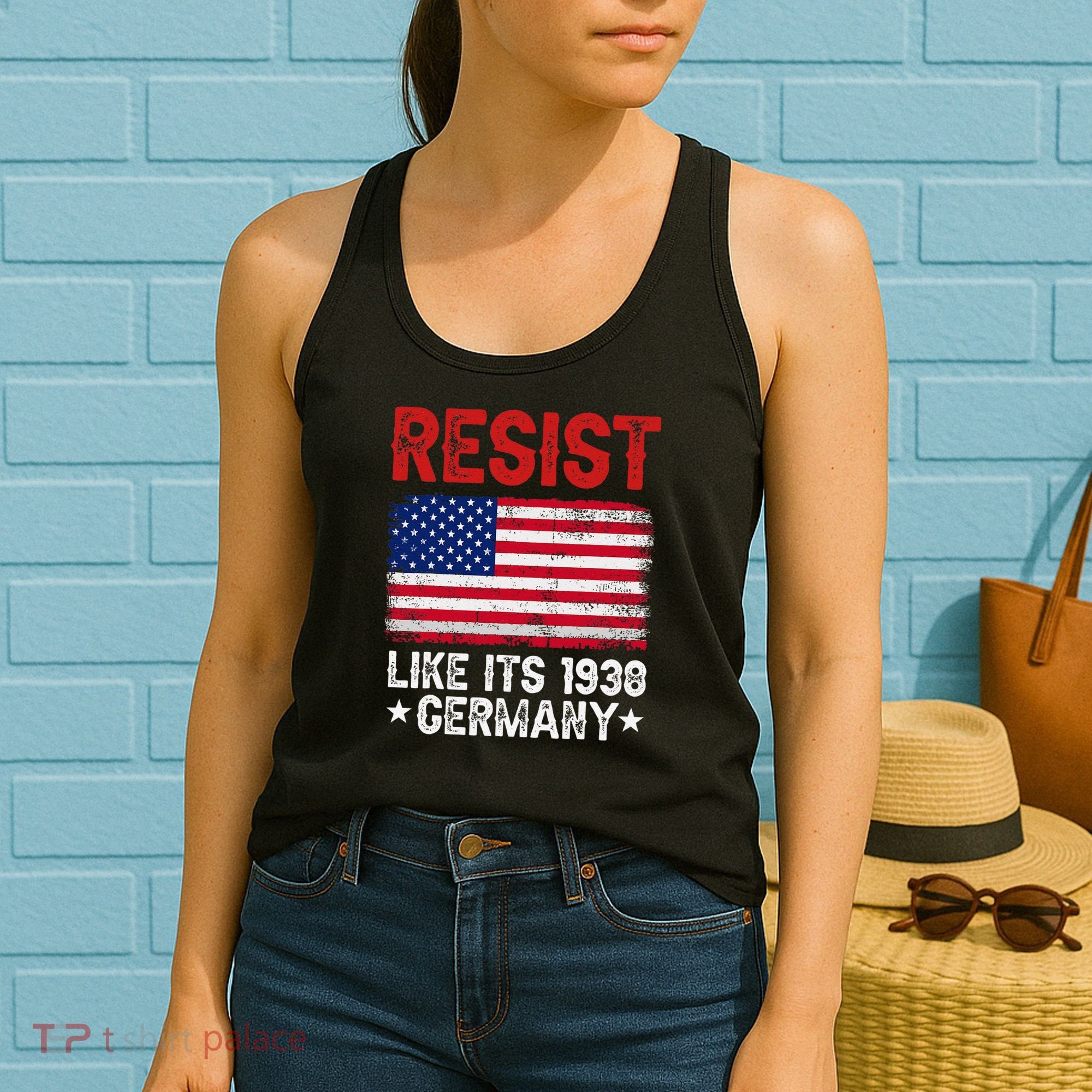 Resist Like Its 1938 Germany Historical Germany USA Flag Women's Tank Top