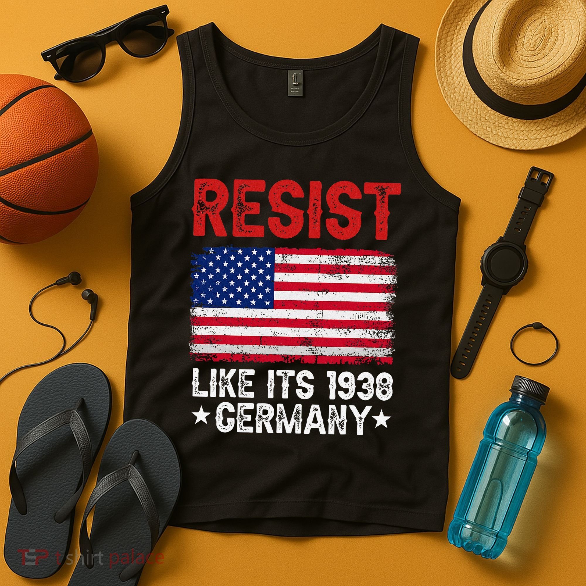Resist Like Its 1938 Germany Historical Germany USA Flag Tank Top