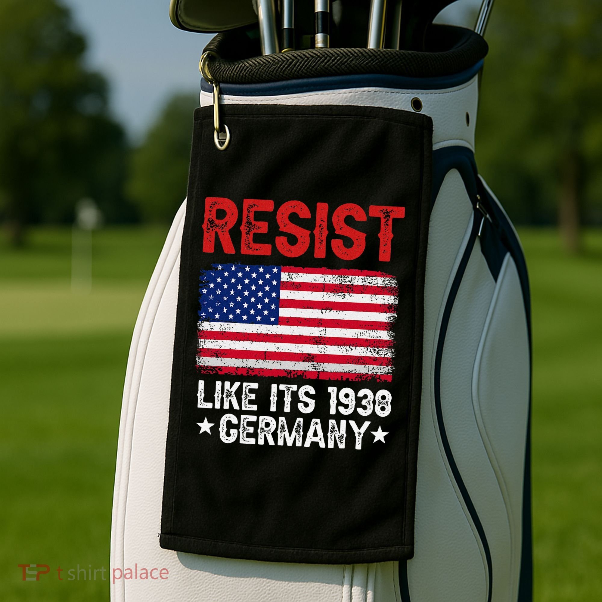 Resist Like Its 1938 Germany Historical Germany USA Flag Golf Towel
