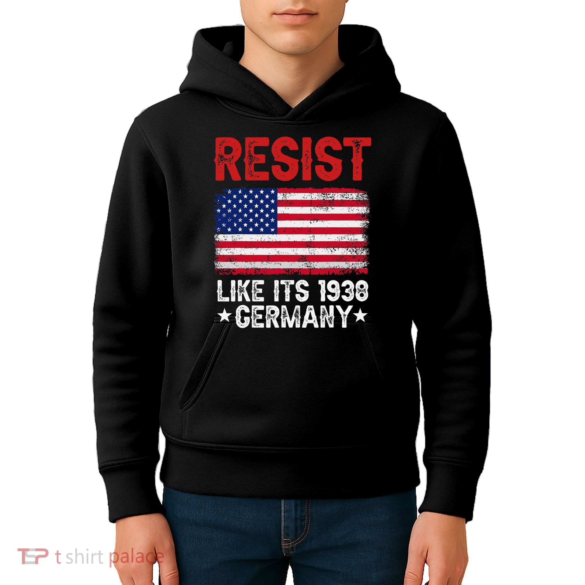 Resist Like Its 1938 Germany Historical Germany USA Flag Kids Hoodie
