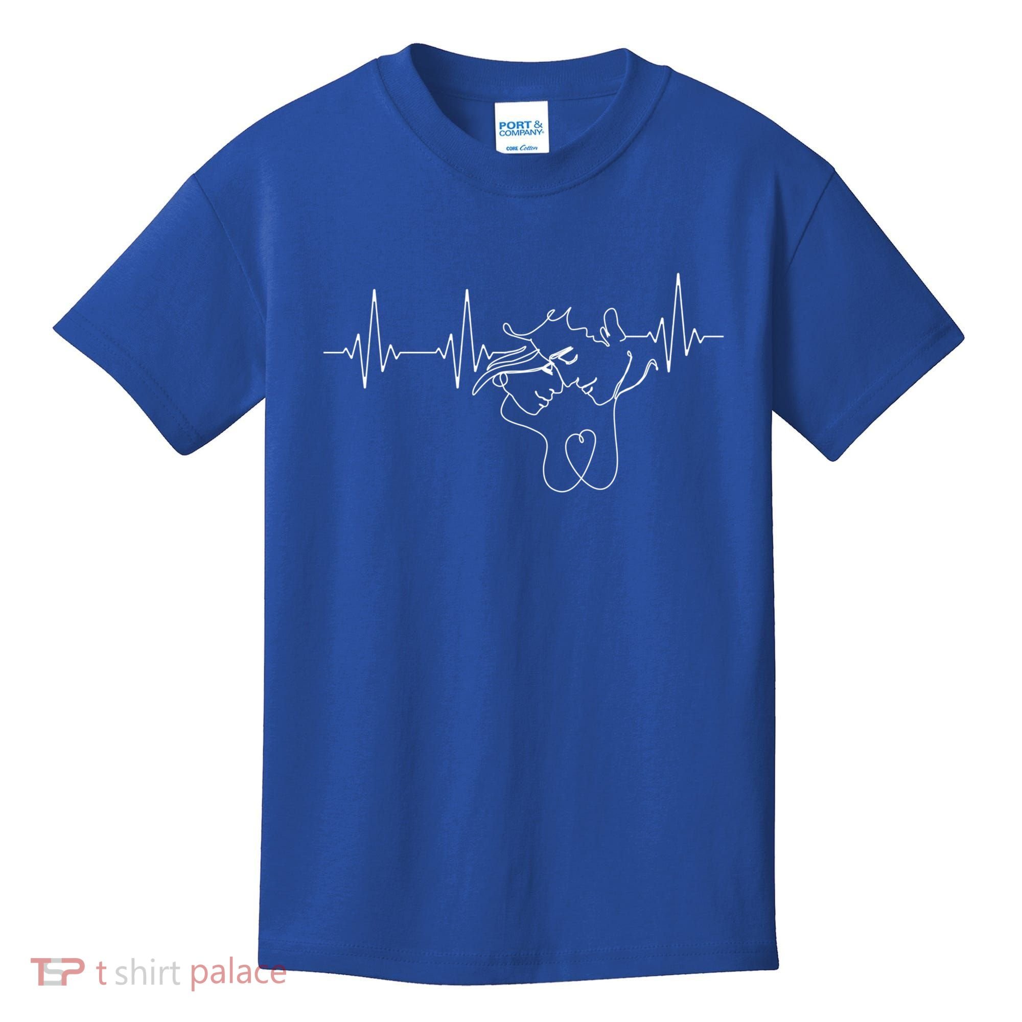 Relationship Lovers In A Heart Line For Couples Gift Kids T-Shirt