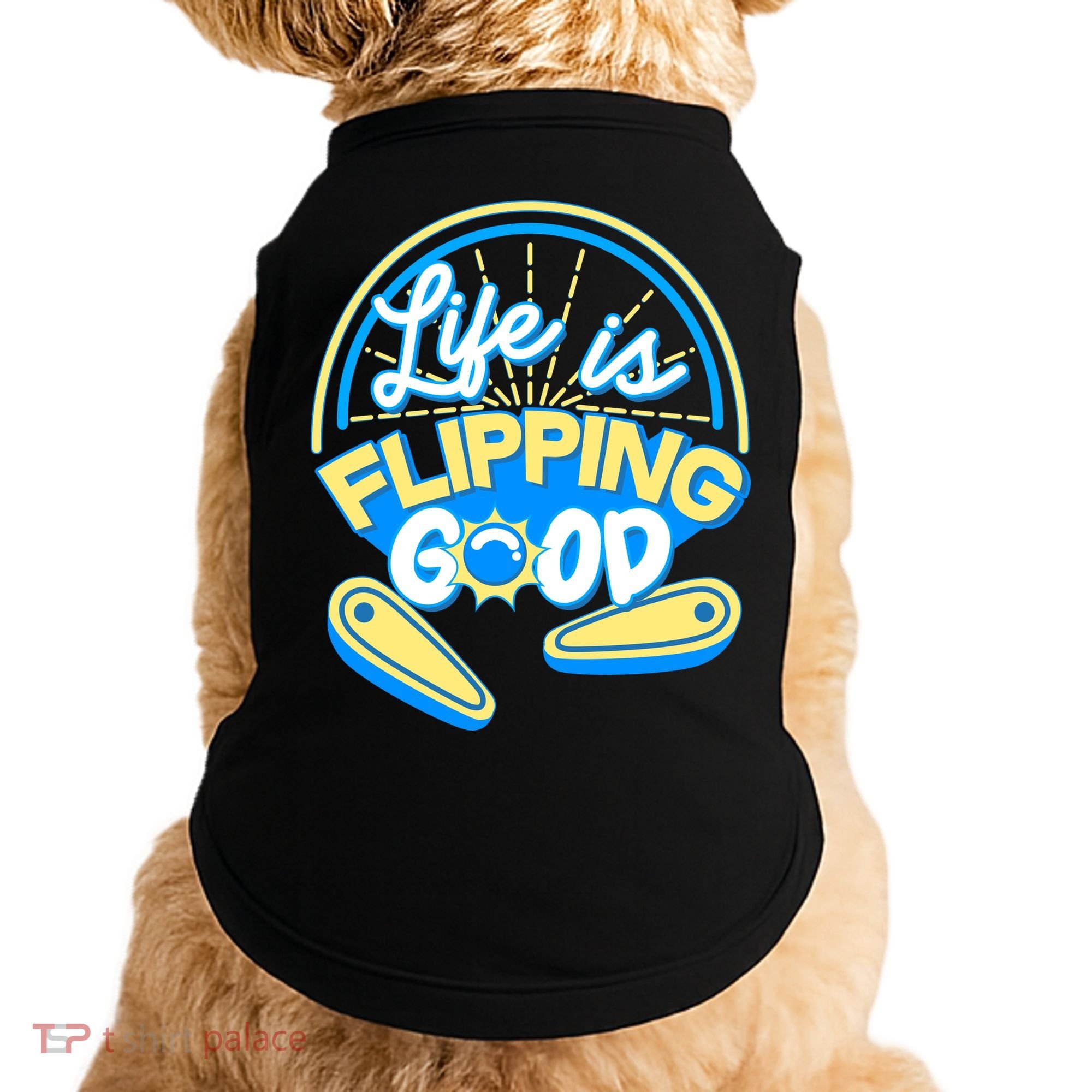 Retro Life Is Flipping Good Pinball Game Fan Doggie Tank