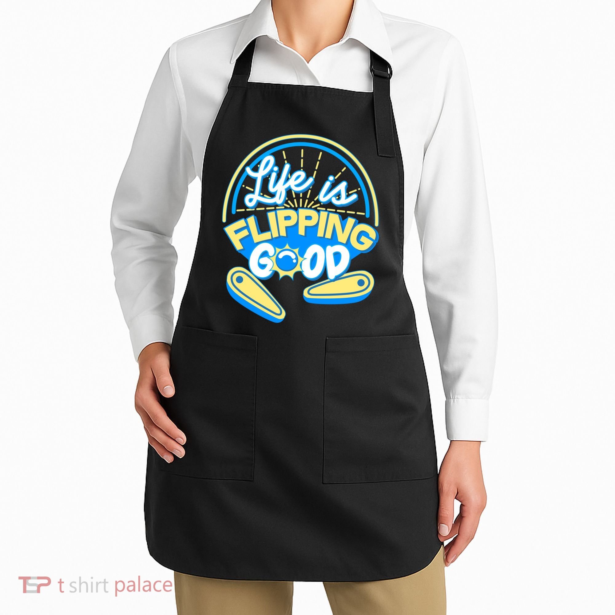 Retro Life Is Flipping Good Pinball Game Fan Apron