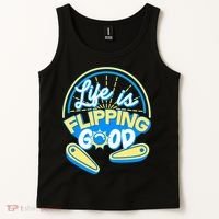 Retro Life Is Flipping Good Pinball Game Fan Tank Top thumb 2