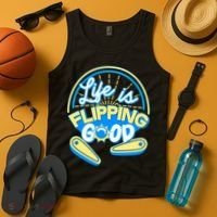 Retro Life Is Flipping Good Pinball Game Fan Tank Top thumb 4