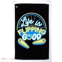 Retro Life Is Flipping Good Pinball Game Fan Golf Towel thumb 0