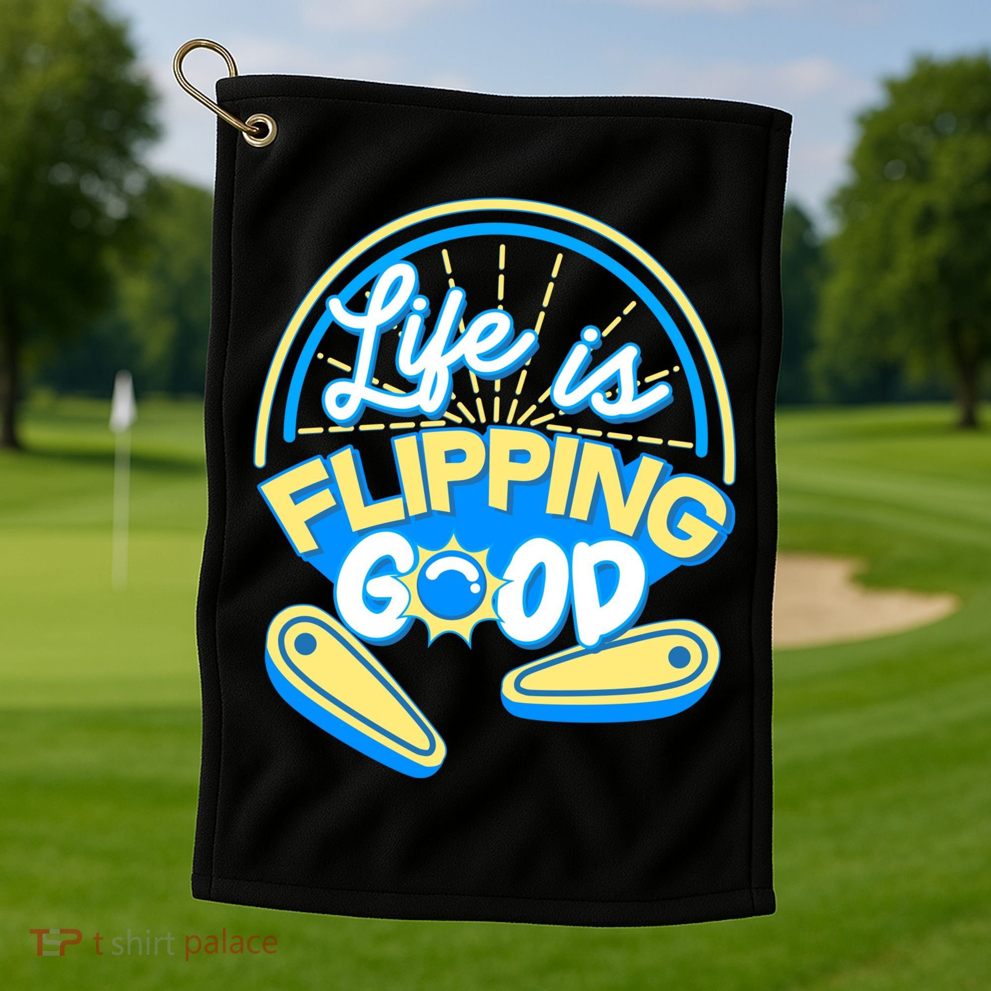 Retro Life Is Flipping Good Pinball Game Fan Golf Towel