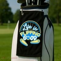 Retro Life Is Flipping Good Pinball Game Fan Golf Towel thumb 2
