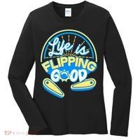 Retro Life Is Flipping Good Pinball Game Fan Women's Long Sleeve Shirt thumb 0