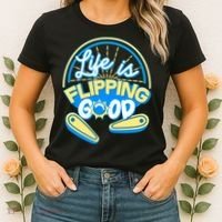 Retro Life Is Flipping Good Pinball Game Fan Women's T-Shirt thumb 2
