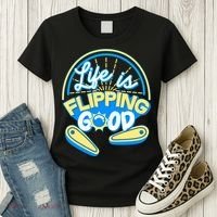 Retro Life Is Flipping Good Pinball Game Fan Women's T-Shirt thumb 3