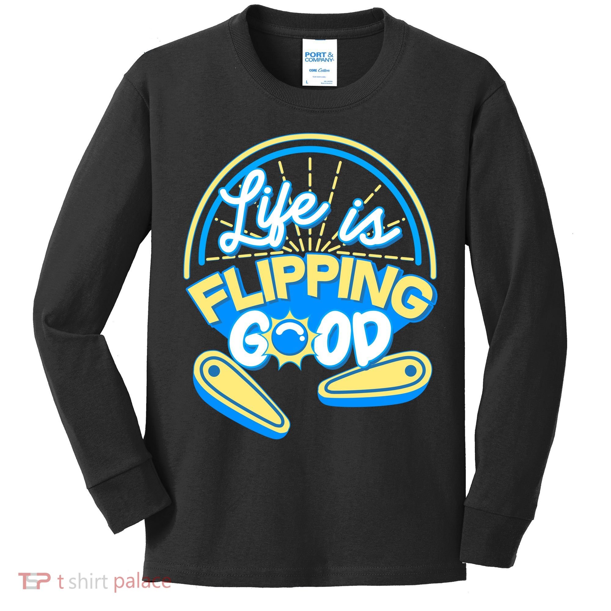 Retro Life Is Flipping Good Pinball Game Fan Kids Long Sleeve Shirt