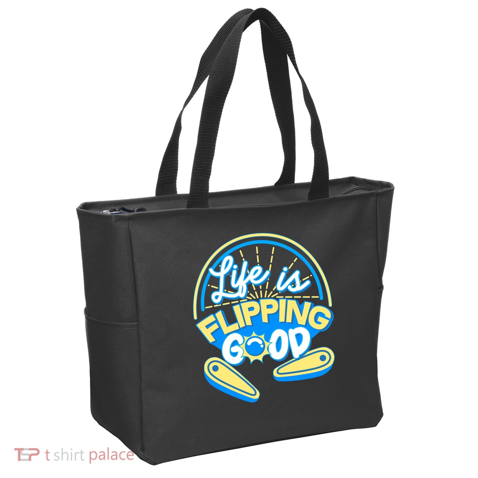 Retro Life Is Flipping Good Pinball Game Fan Tote Bag