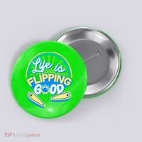 Retro Life Is Flipping Good Pinball Game Fan Button thumb 0