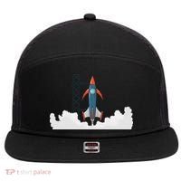 Rocket Launch Into Space 7 Panel Mesh Trucker Snapback Hat thumb 0