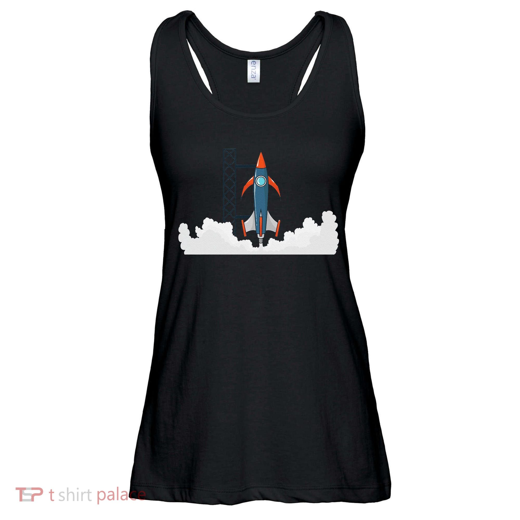 Rocket Launch Into Space Ladies Essential Flowy Tank