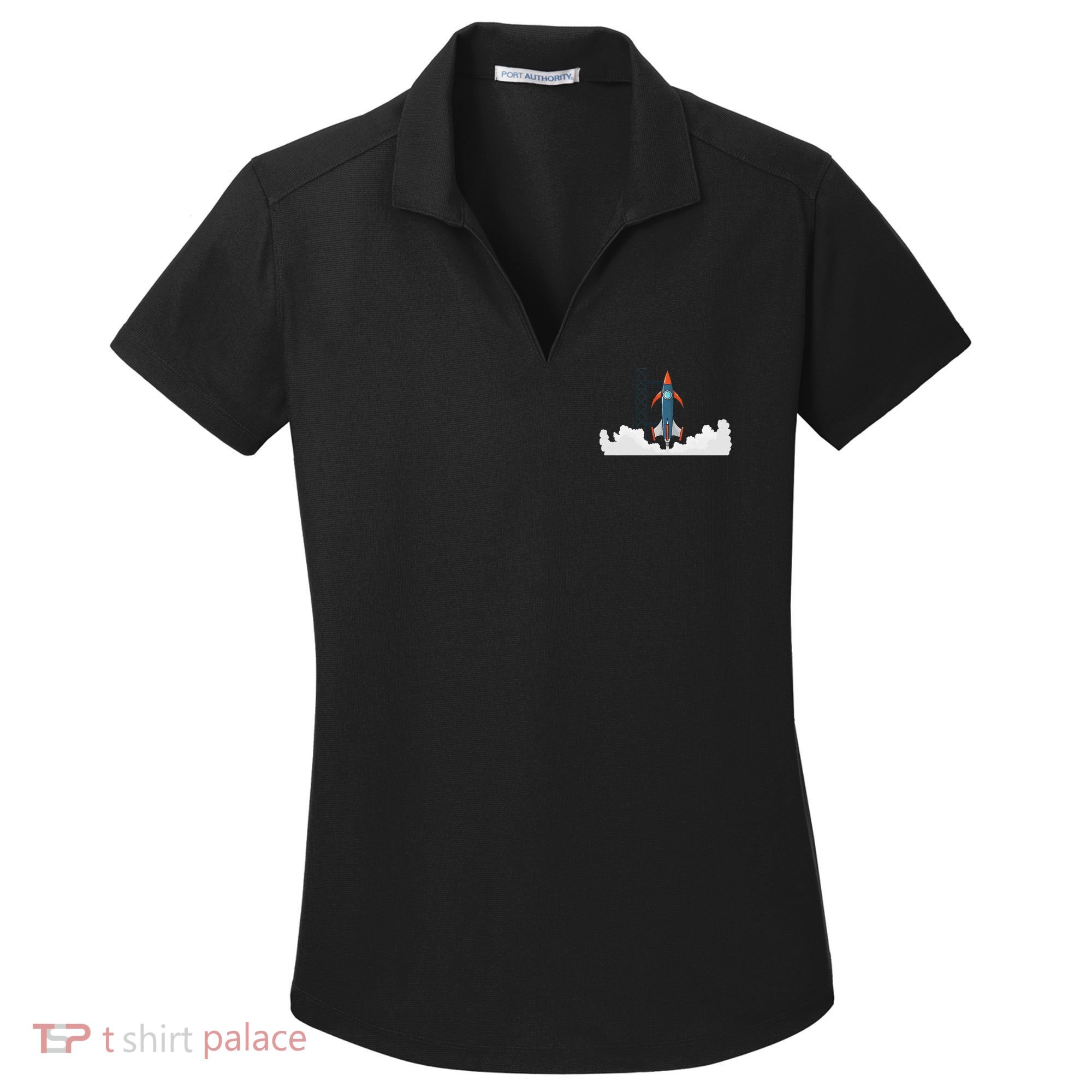 Rocket Launch Into Space Women's Dry Zone Grid Polo