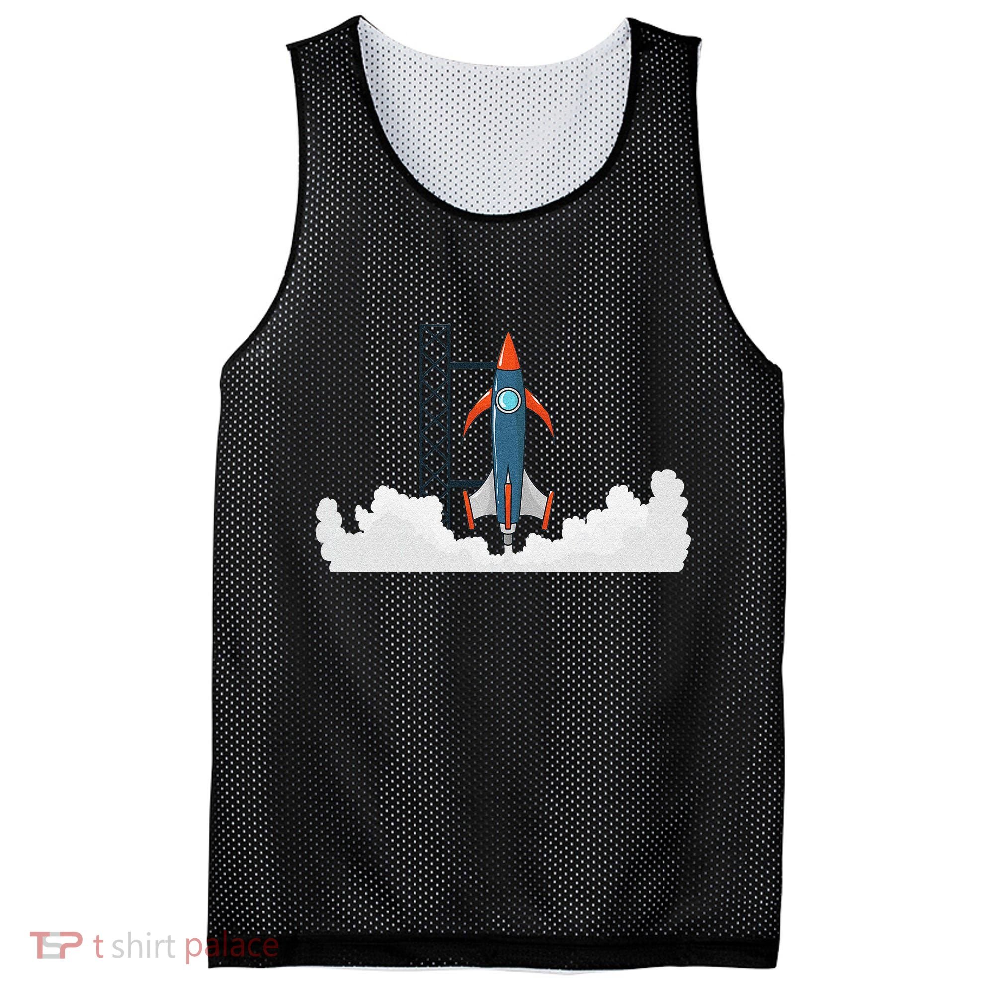 Rocket Launch Into Space Mesh Reversible Basketball Jersey Tank