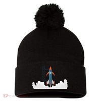 Rocket Launch Into Space Pom Pom 12in Knit Beanie thumb 0
