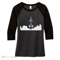 Rocket Launch Into Space Women's Tri-Blend 3/4-Sleeve Raglan Shirt thumb 0