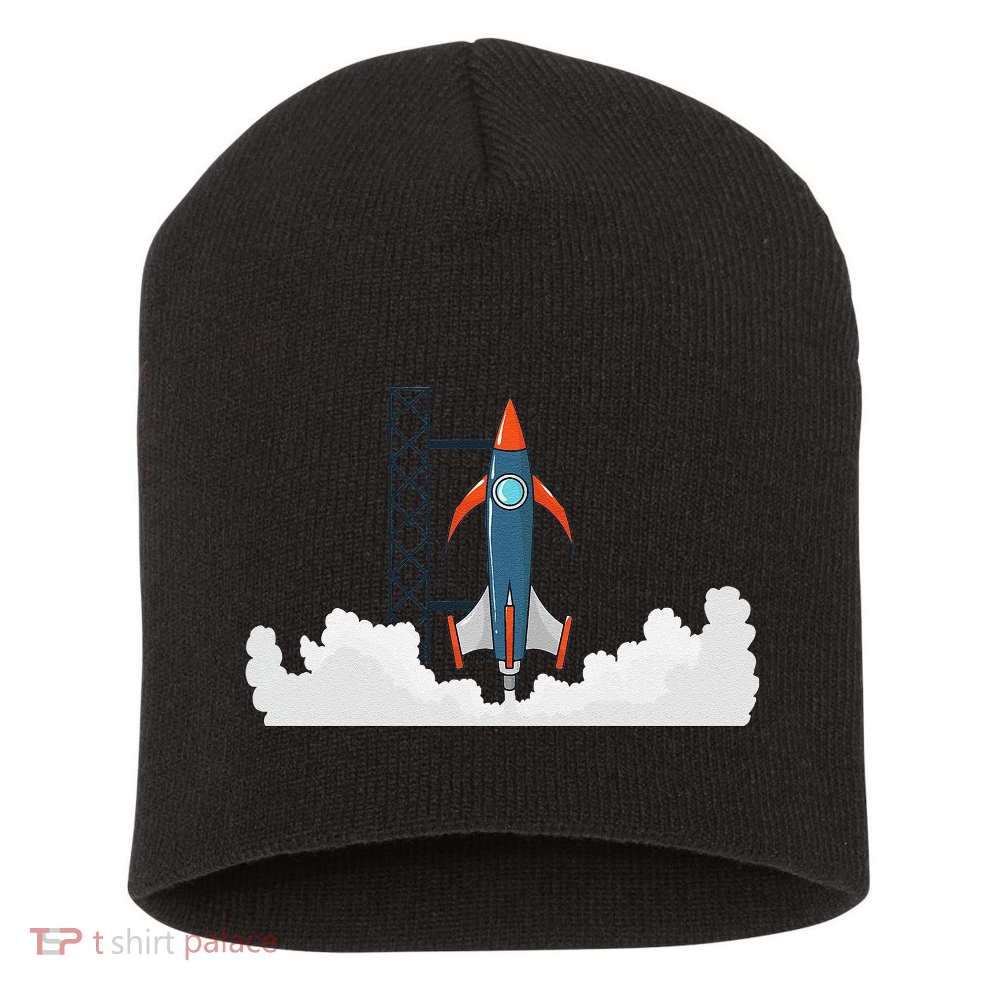 Rocket Launch Into Space Short Acrylic Beanie