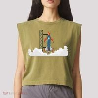 Rocket Launch Into Space Garment-Dyed Women's Muscle Tee thumb 2