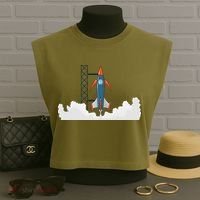 Rocket Launch Into Space Garment-Dyed Women's Muscle Tee thumb 3