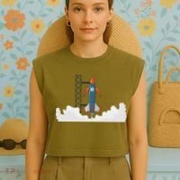 Rocket Launch Into Space Garment-Dyed Women's Muscle Tee thumb 4