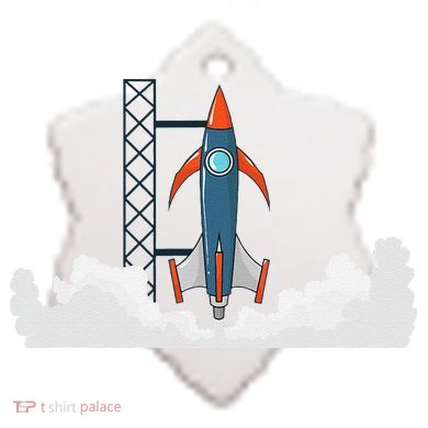 Rocket Launch Into Space Ceramic Ornament