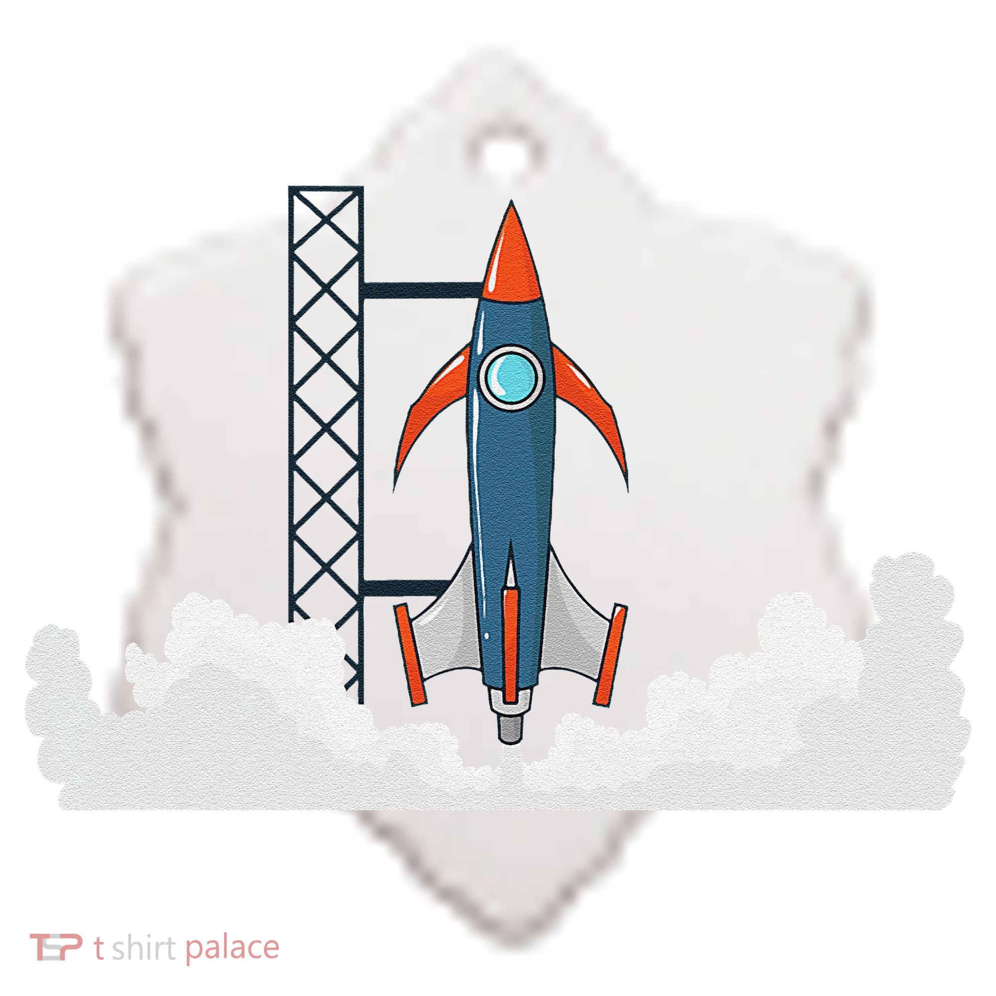 Rocket Launch Into Space Ceramic Ornament