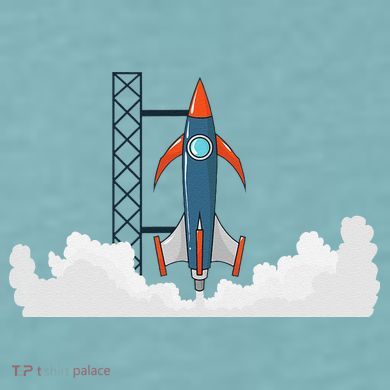 Rocket Launch Into Space Sueded Cloud Jersey T-Shirt