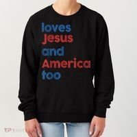 Retro Loves Jesus And America Too Women's Sweatshirt thumb 0