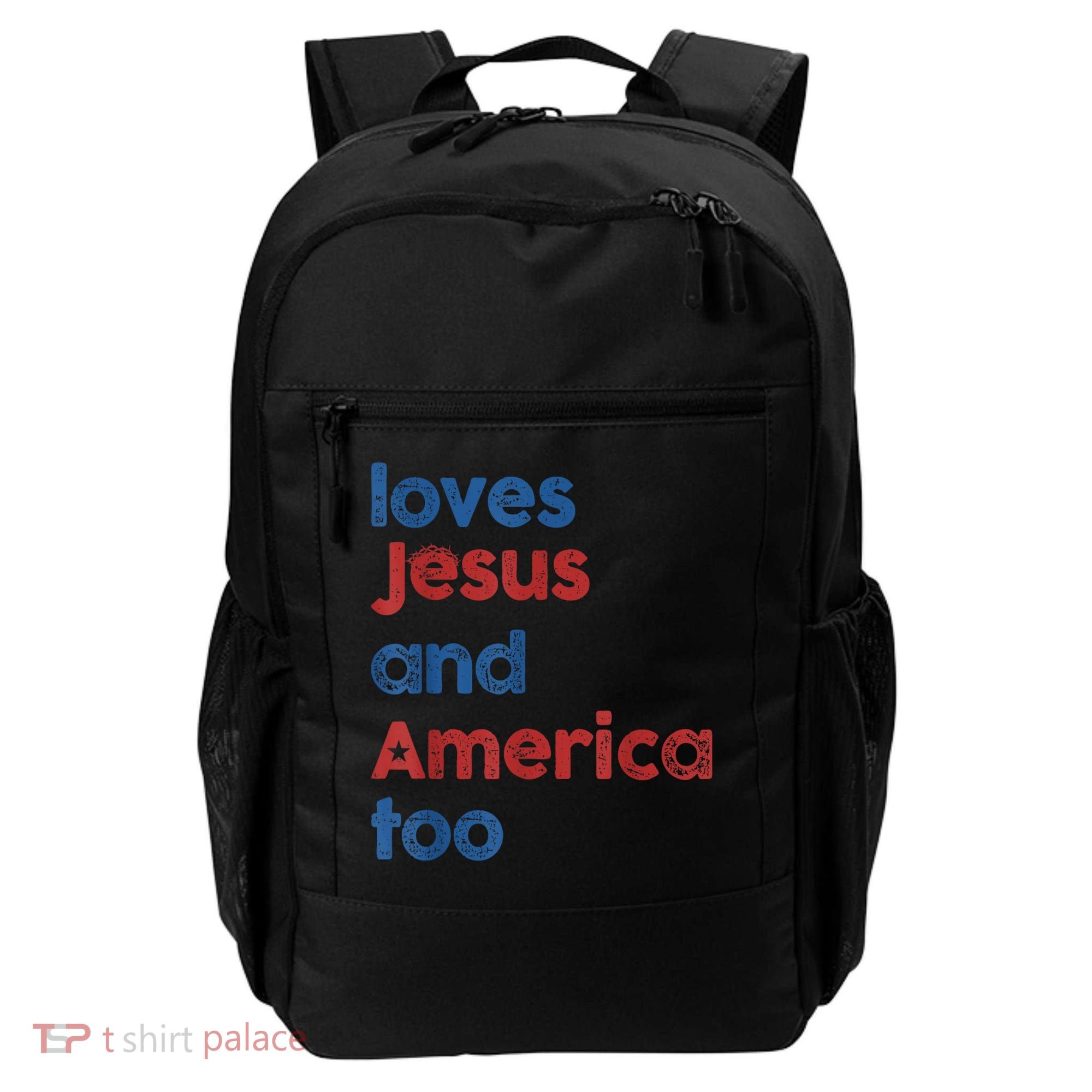 Retro Loves Jesus And America Too Backpack