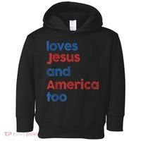 Retro Loves Jesus And America Too Toddler Hoodie thumb 0